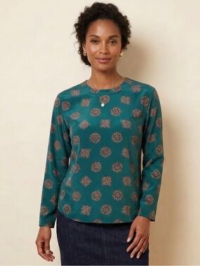 Talbot Blouse Top size 12 Gorgeous Emerald Casual party long sleeves